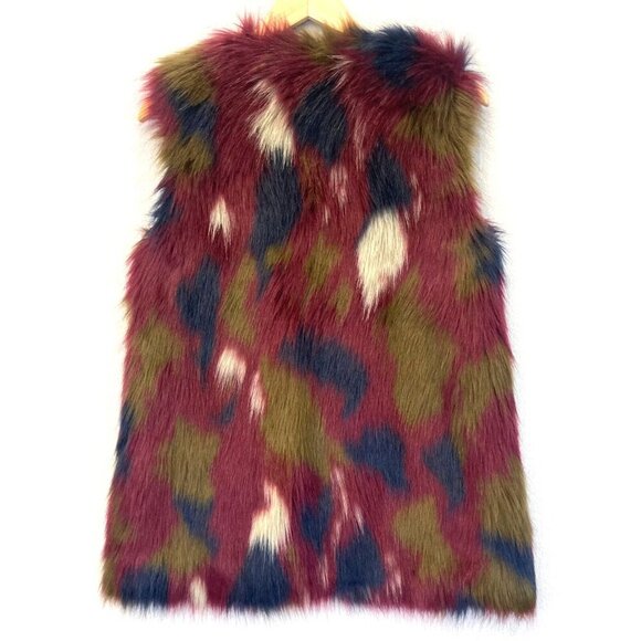 1.State Faux Fur Vest Multicolor Long Womens Small S Festival ASO Eliza Selfie - Picture 2 of 13